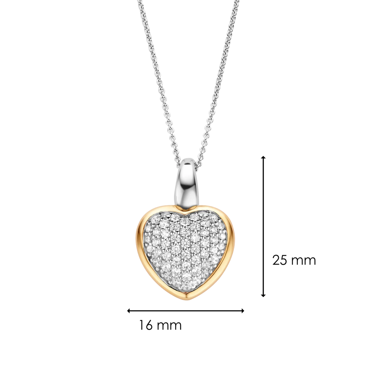 Ti Sento Silver & Vermeil Pave set Cz Heart Pendant, view 3