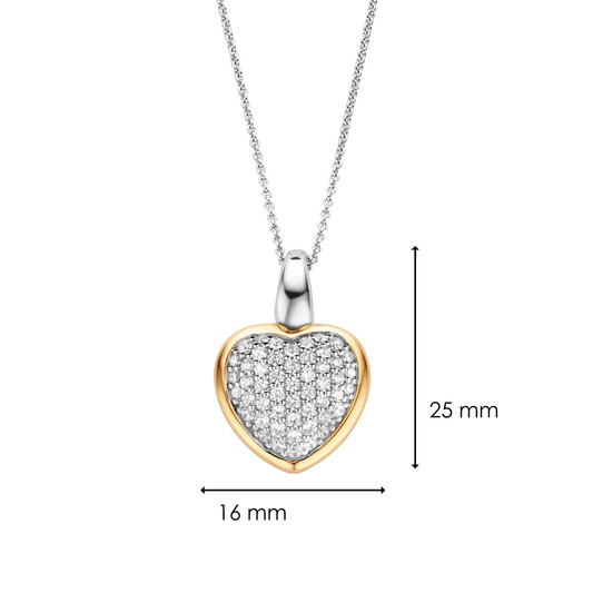 Ti Sento Silver & Vermeil Pave set Cz Heart Pendant, view 3