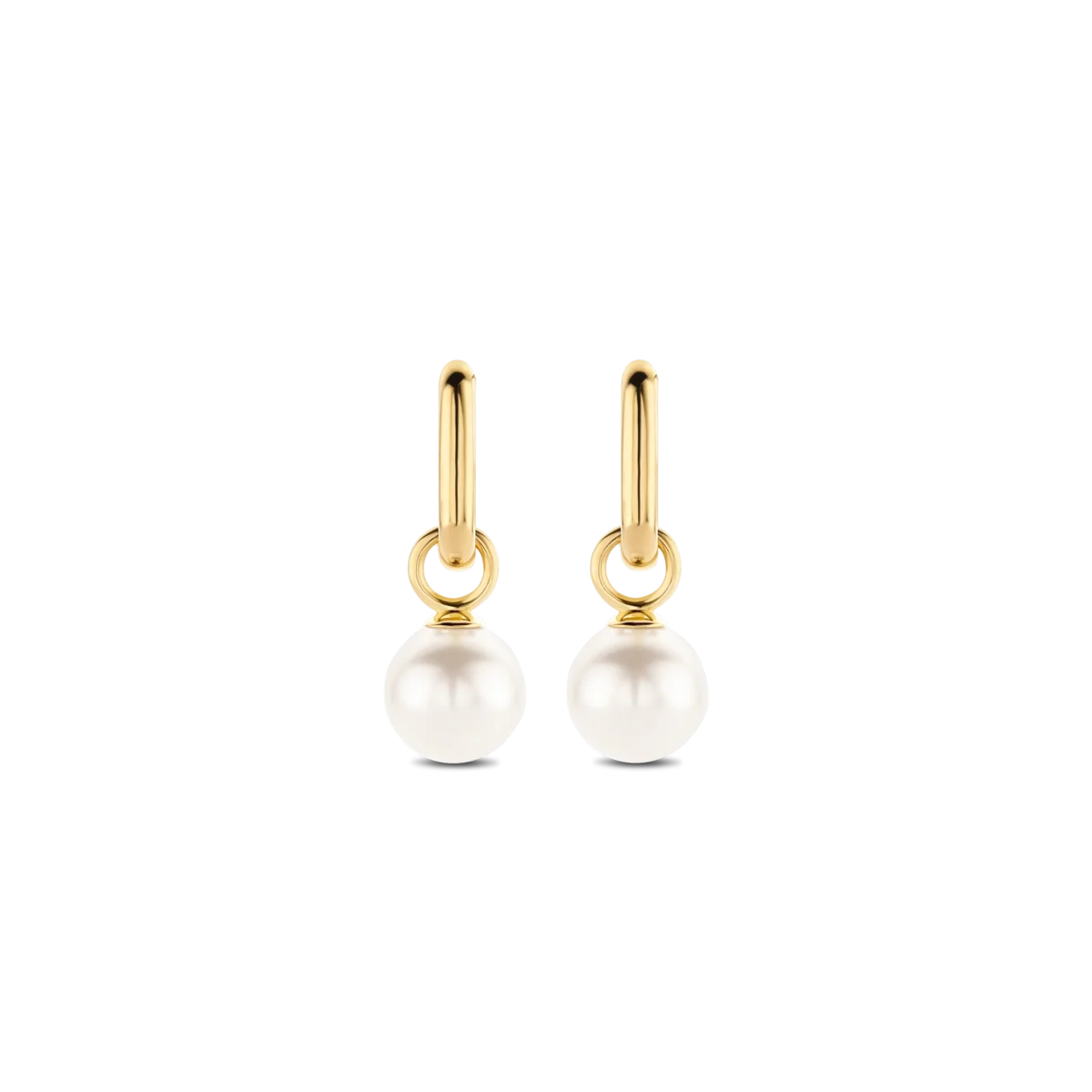 Ti Sento Sterling Silver Gold Plated Pearl Earrings, view 2