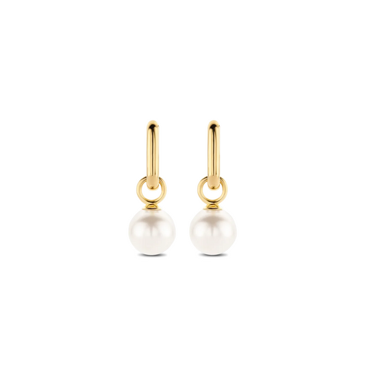 Ti Sento Sterling Silver Gold Plated Pearl Earrings, view 2