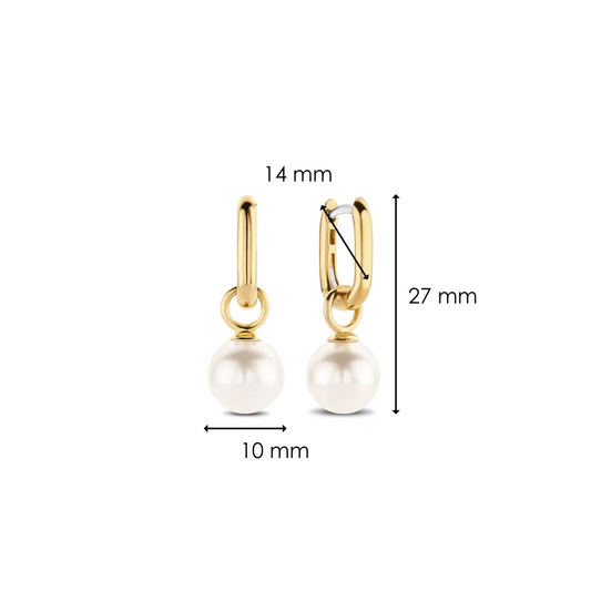 Ti Sento Sterling Silver Gold Plated Pearl Earrings, view 4