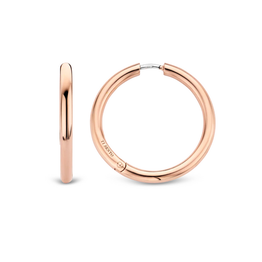Ti Sento Rose Gold Classic Hoop Earrings, view 2