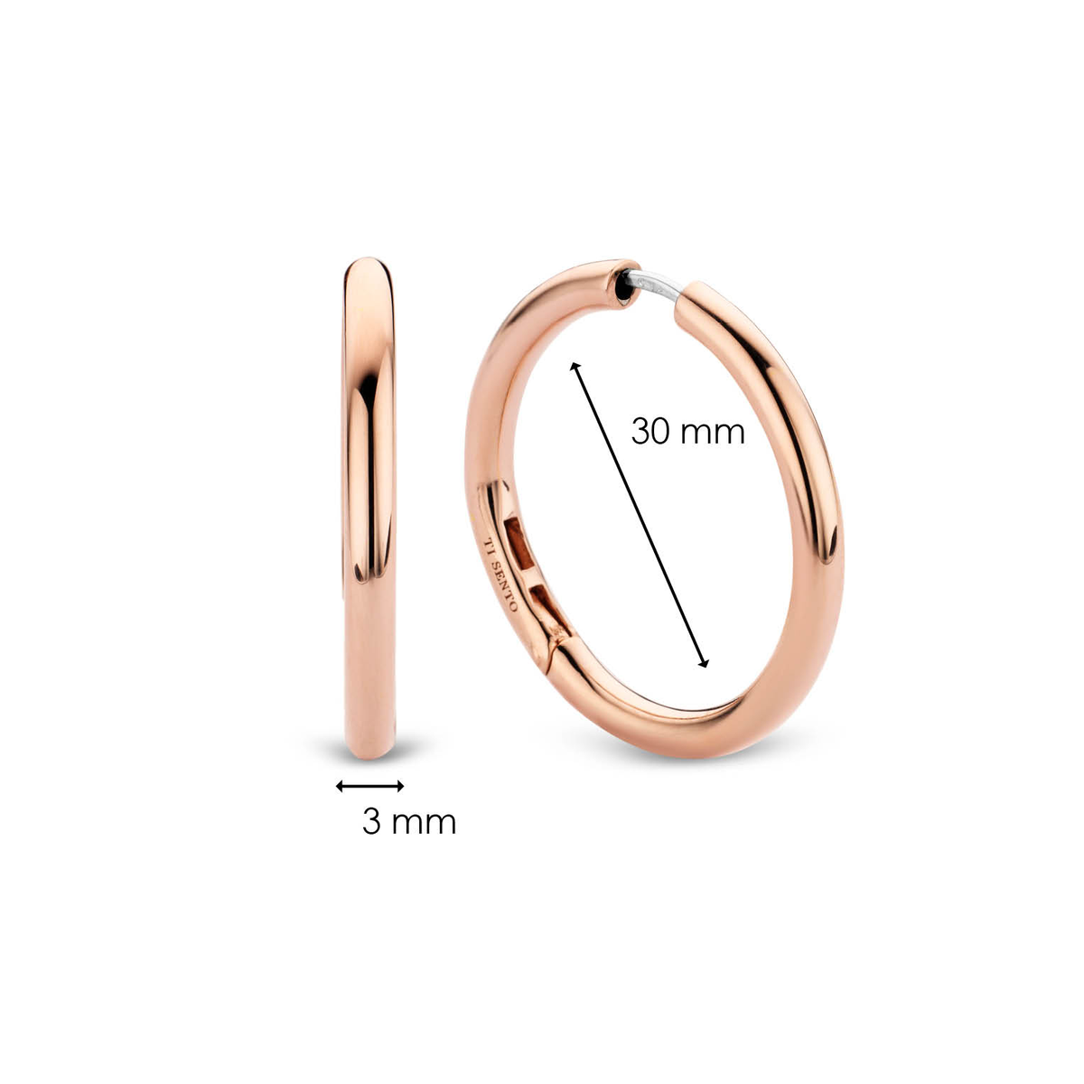 Ti Sento Rose Gold Classic Hoop Earrings, view 4