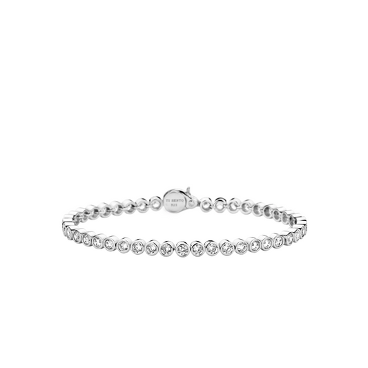 Ti Sento Rhodium plated Silver rubover set Tennis bracelet