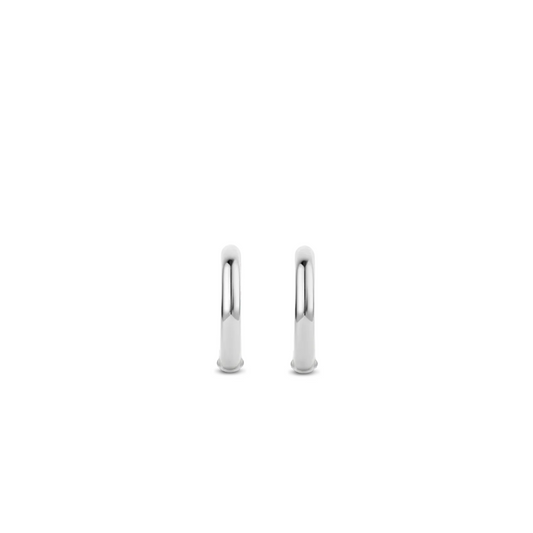 Ti Sento Skinny Silver Hoop Earrings, view 3