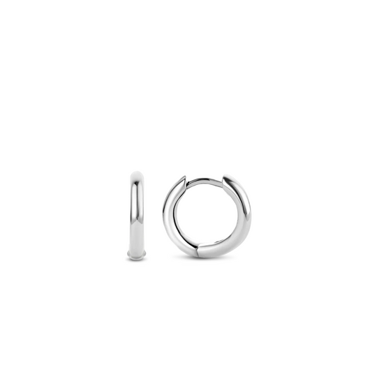 Ti Sento Skinny Silver Hoop Earrings, view 4