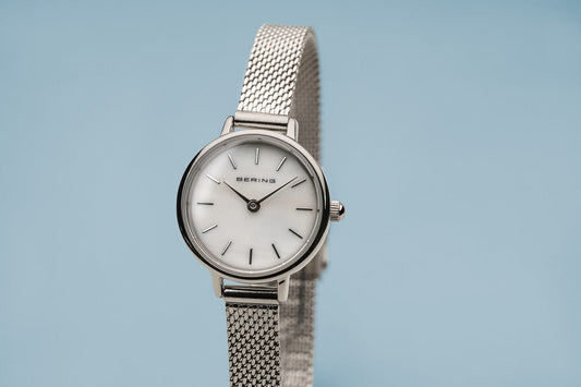 Bering Polished Silver Thin Strap Stainless Steel Ladies Watch, view 2