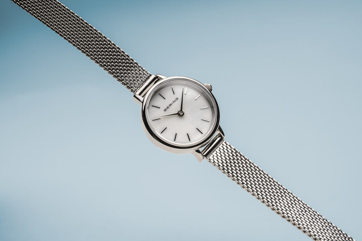 Bering Polished Silver Thin Strap Stainless Steel Ladies Watch, view 4