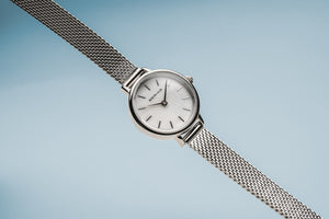 Bering Polished Silver Thin Strap Stainless Steel Ladies Watch